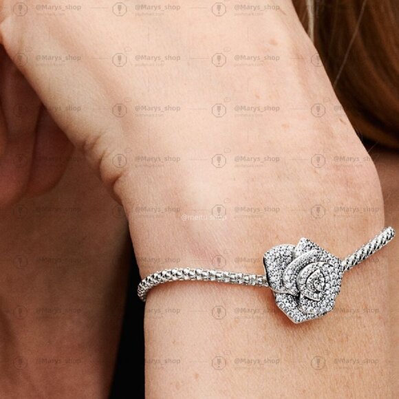 Pandora Sparkling Rose in Bloom Oversized Charm|Pendant - Picture 2 of 2